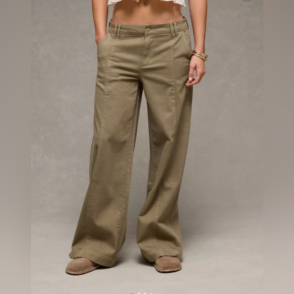 Ae Stretch Mid-Rise Ultra Wide-Leg Convertible Trouser, Nwt, Size 12l